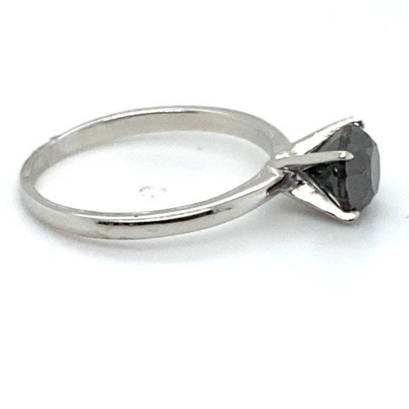 Black Diamond 1.26ct Solid 14K White Gold Ring - Picture 5 of 7